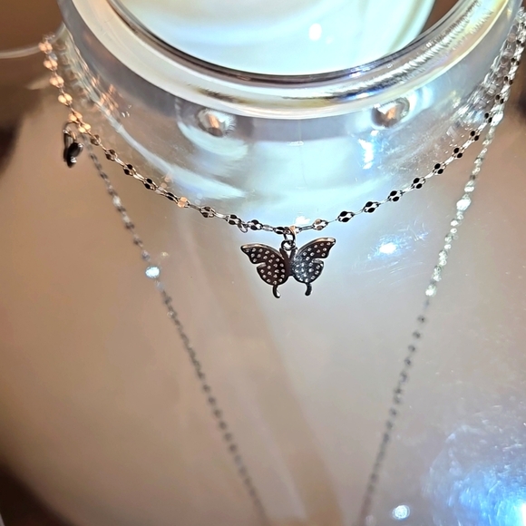 Sterling 925 Silver Butterfly Pendant Necklace | Hypoallergenic 17" chain - Picture 7 of 8